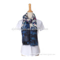 swallow gird printing scarf tie dyeing shawl with fringes dark blue